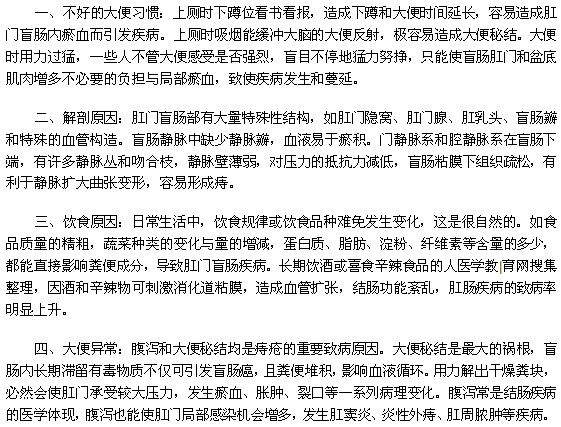 哪些因素可能會導(dǎo)致痔瘡的發(fā)生？