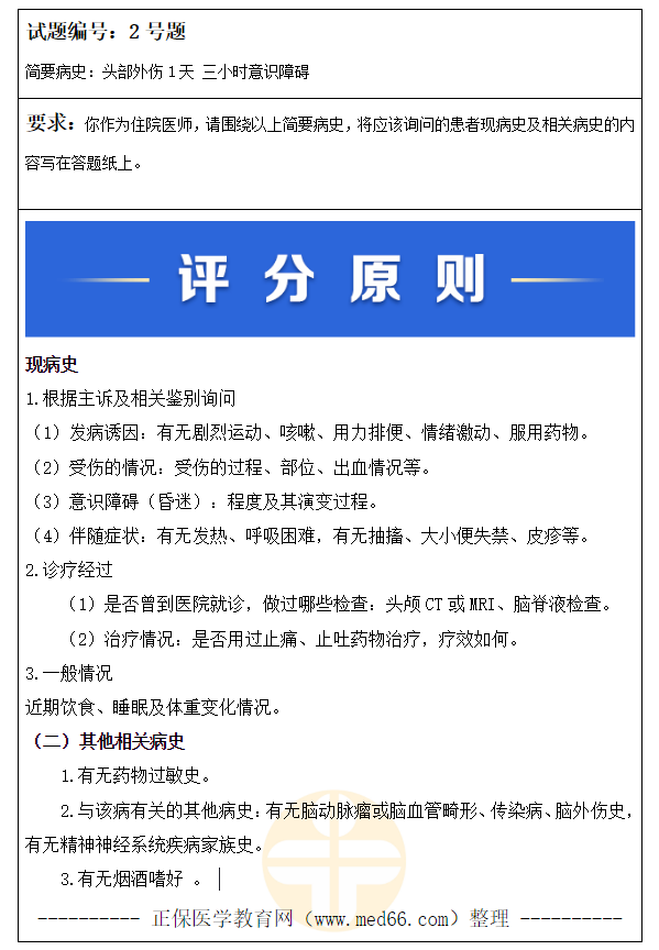 病史采集模擬試題 病史采集模擬試題