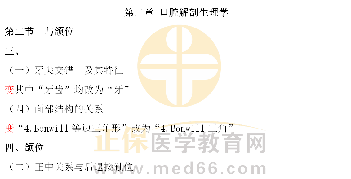 《2022口腔執(zhí)業(yè)醫(yī)師資格考試醫(yī)學(xué)綜合指導(dǎo)用書(shū)》變動(dòng)匯總_01 《2022口腔執(zhí)業(yè)醫(yī)師資格考試醫(yī)學(xué)綜合指導(dǎo)用書(shū)》變動(dòng)匯總_01