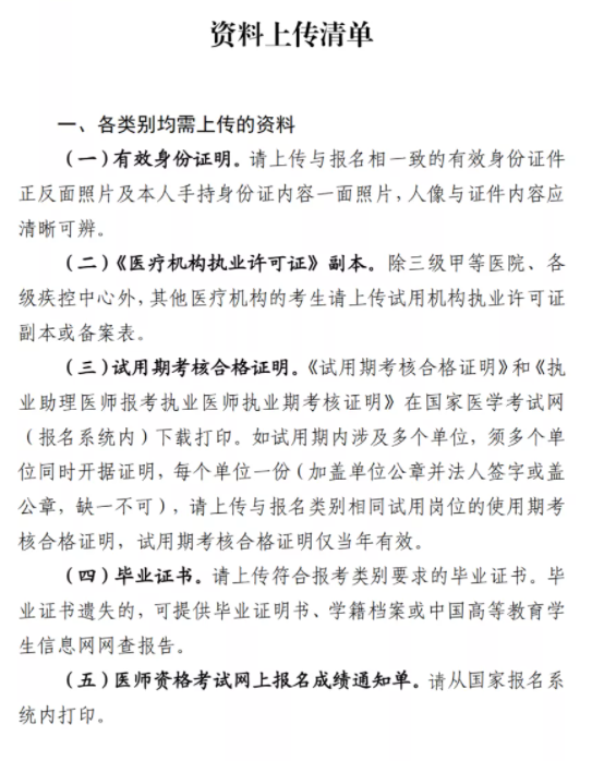 湖南醫(yī)師資格考試線上審核2022年資料上傳清單 湖南醫(yī)師資格考試線上審核2022年資料上傳清單