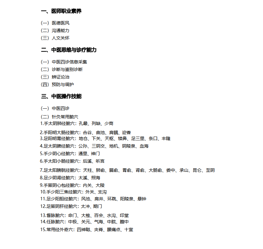 中西醫(yī)執(zhí)業(yè)技能大綱1 中西醫(yī)執(zhí)業(yè)技能大綱1
