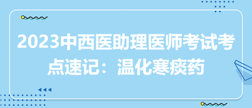 2023中西醫(yī)助理醫(yī)師考試考點(diǎn)速記:溫化寒痰藥 2023中西醫(yī)助理醫(yī)師考試考點(diǎn)速記:溫化寒痰藥