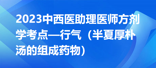 2023中西醫(yī)助理醫(yī)師方劑學(xué)考點—行氣(半夏厚樸湯的組成藥物) 2023中西醫(yī)助理醫(yī)師方劑學(xué)考點—行氣(半夏厚樸湯的組成藥物)