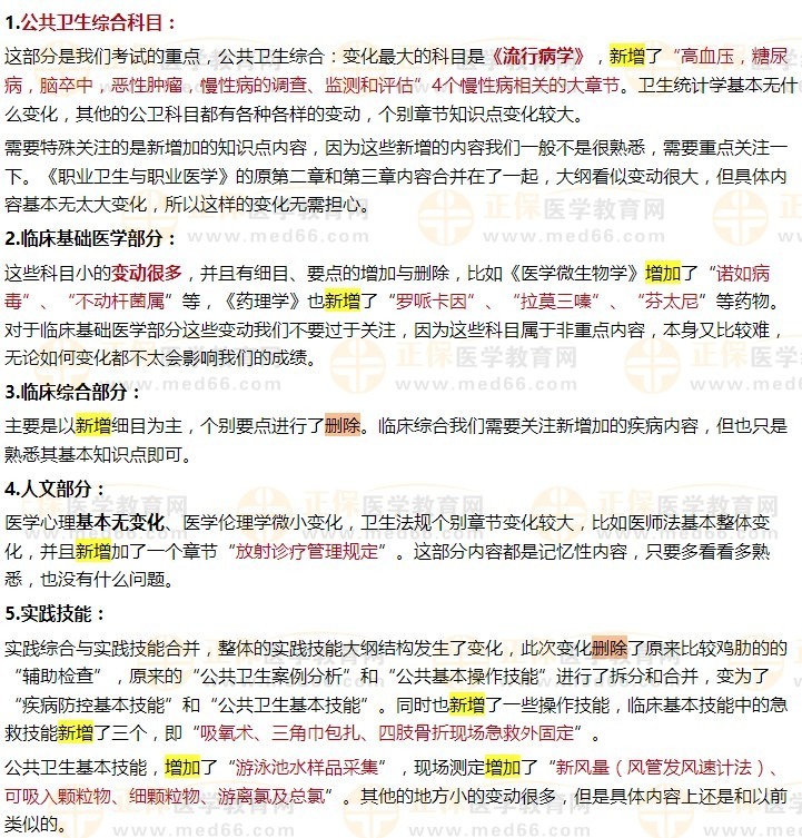 2024公衛(wèi)執(zhí)業(yè)醫(yī)師考試大綱變動(dòng)