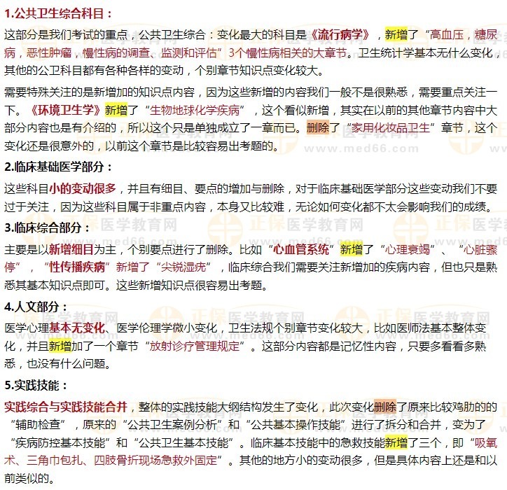 2024公衛(wèi)助理醫(yī)師考試大綱變動(dòng)