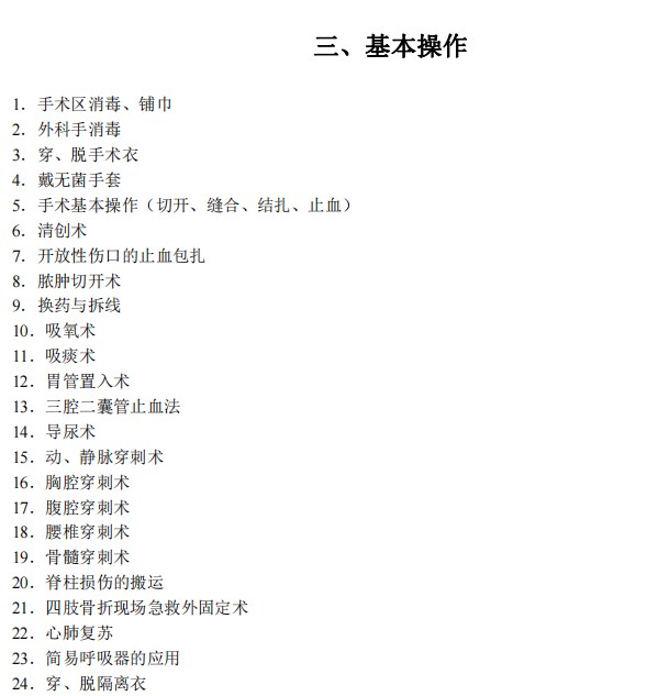2024臨床執(zhí)業(yè)醫(yī)師考試大綱-基本操作 2024臨床執(zhí)業(yè)醫(yī)師考試大綱-基本操作