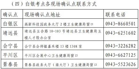 白銀考點(diǎn)聯(lián)系方式 白銀考點(diǎn)聯(lián)系方式
