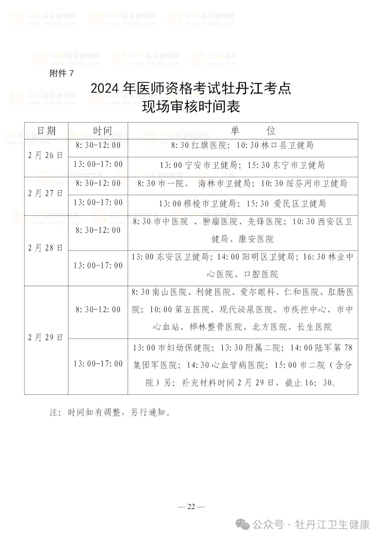 附件72024年醫(yī)師資格考試牡丹江考點(diǎn)現(xiàn)場審核時(shí)間表 附件72024年醫(yī)師資格考試牡丹江考點(diǎn)現(xiàn)場審核時(shí)間表