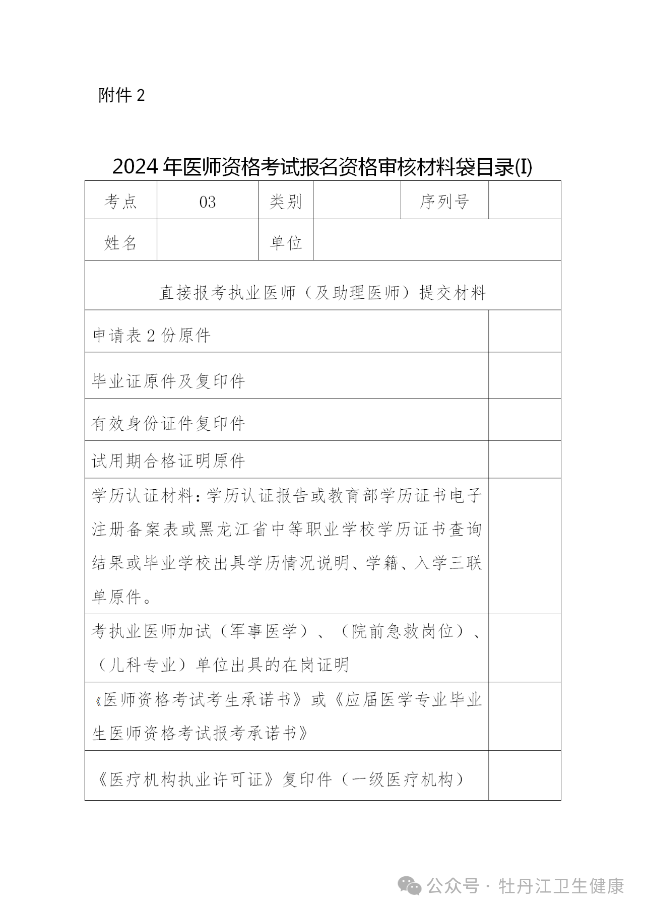 附件22024年醫(yī)師資格考試報(bào)名資格審核材料袋目錄(I) 附件22024年醫(yī)師資格考試報(bào)名資格審核材料袋目錄(I)