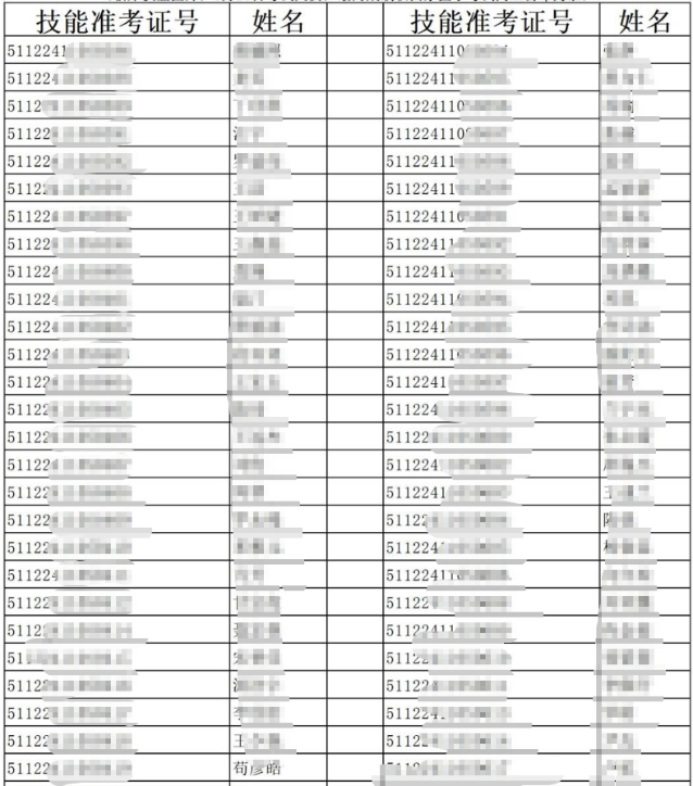 6月16日110類別考試考生合格名單部分截圖 6月16日110類別考試考生合格名單部分截圖