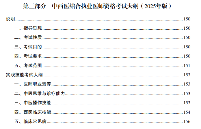 2025年中西醫(yī)執(zhí)業(yè)醫(yī)師考試大綱1 2025年中西醫(yī)執(zhí)業(yè)醫(yī)師考試大綱1