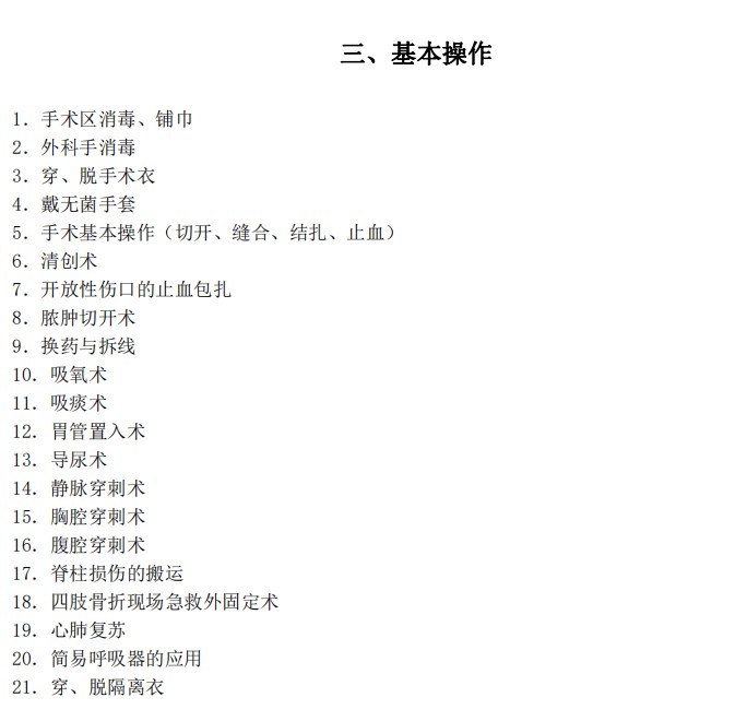 2024臨床助理醫(yī)師考試大綱-基本操作